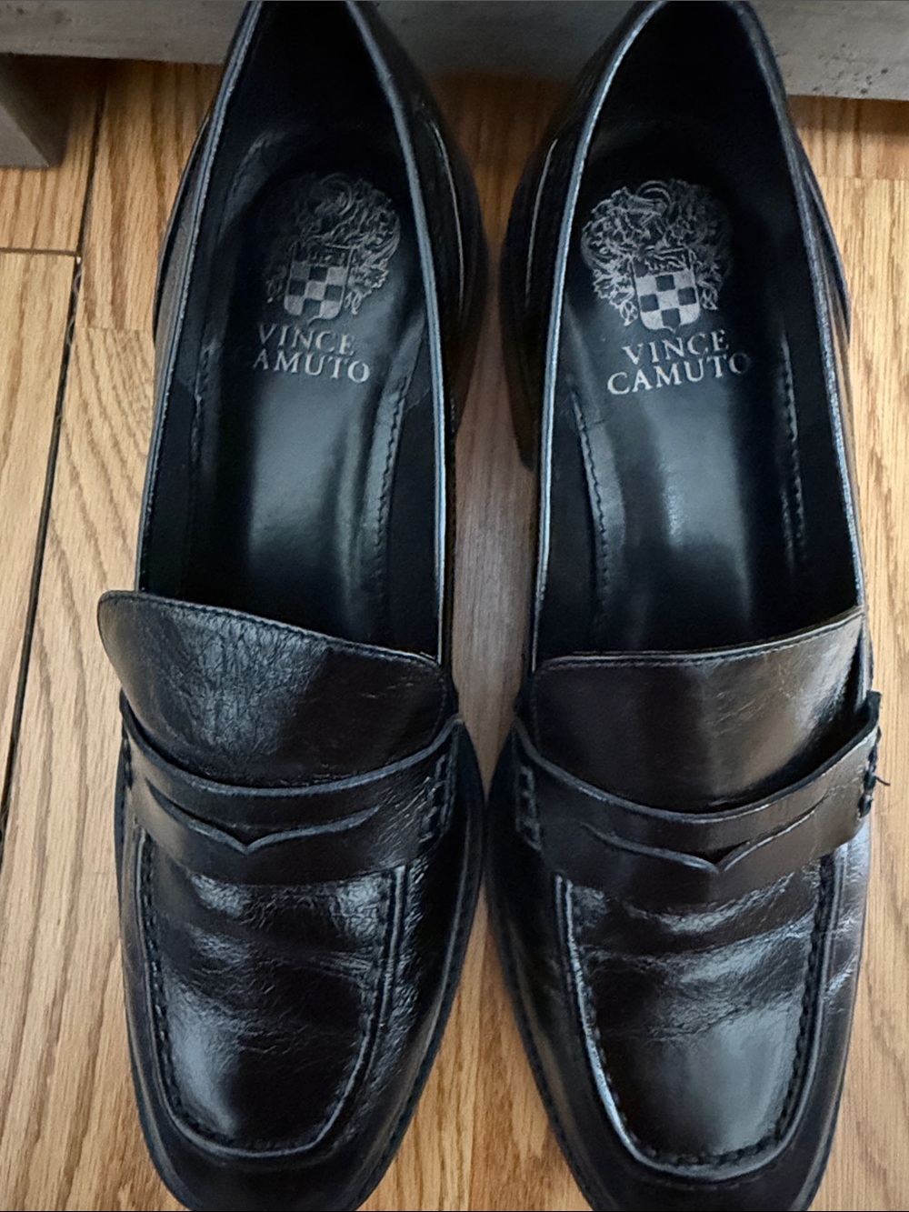 Vince Camuto Black Leather Penny Loafers - Picture 4 of 4